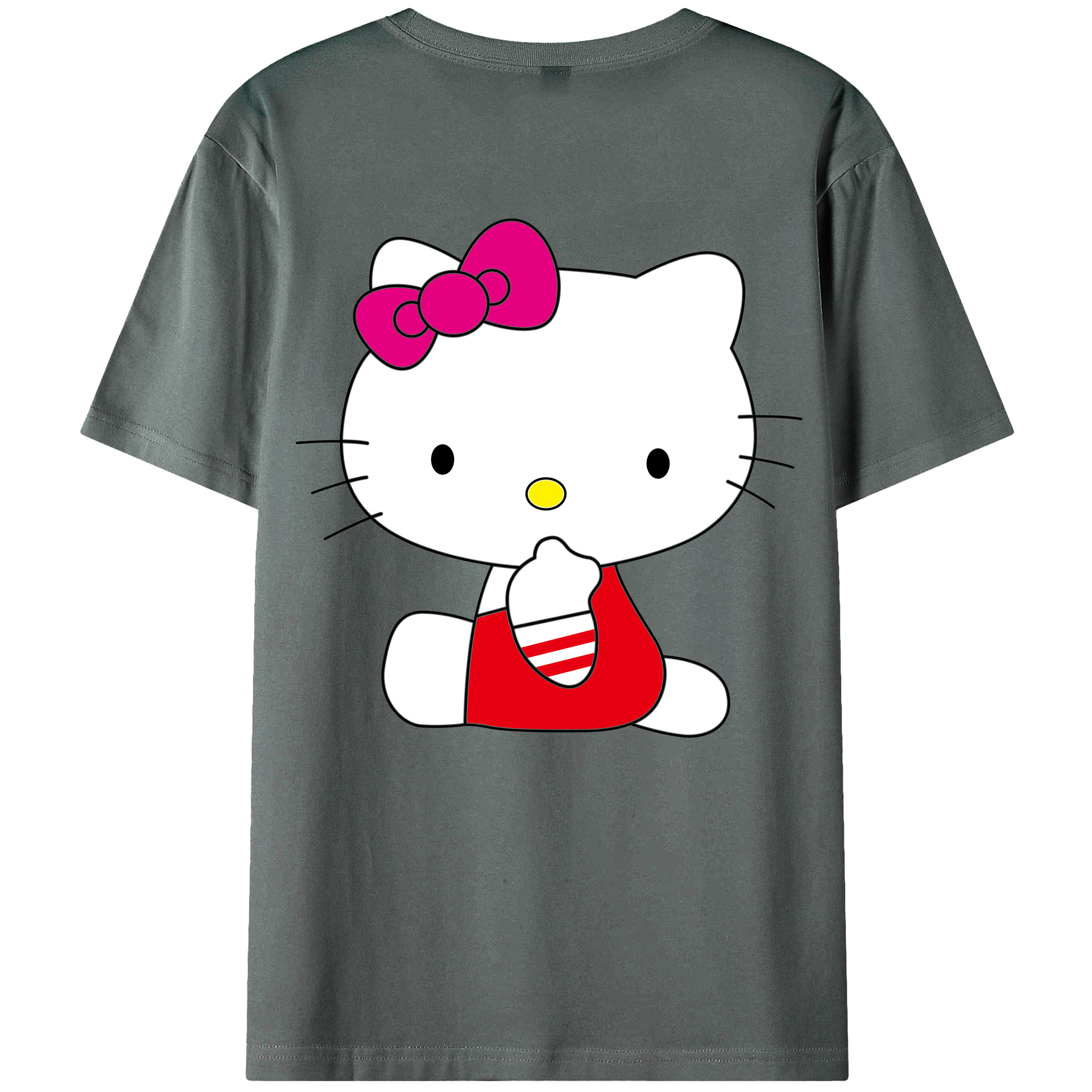 （画像用） Hello Kitty ハローキティ 綿100％ メンズ半袖Tシャツ（バックプリント） 通気性